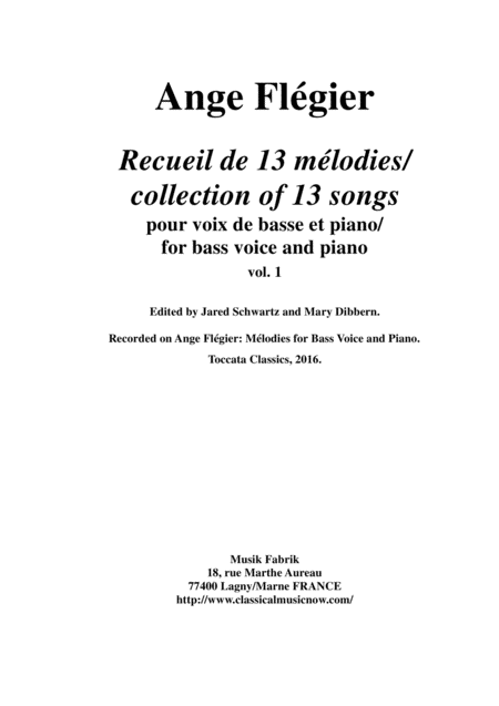 Free Sheet Music Ange Flgier Album Of 13 Songs For Bass Voice And Piano Vol 1