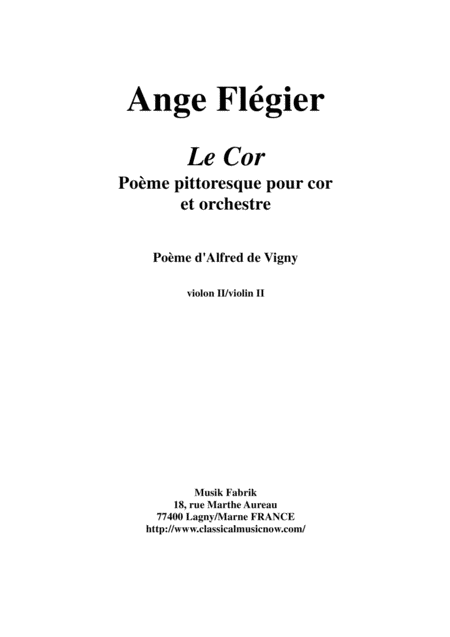 Free Sheet Music Ange Flgier Le Cor For Horn And Orchestra Violin 2 Part