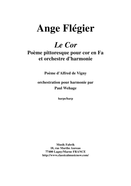 Ange Flgier Le Cor For Solo Horn And Concert Band Harp Part Sheet Music