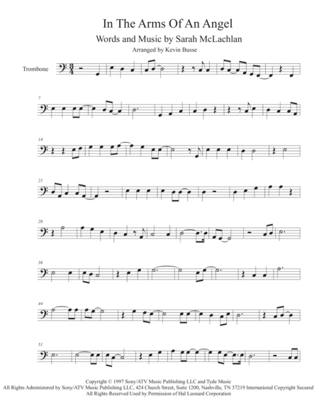 Free Sheet Music Angel Easy Key Of C Trombone