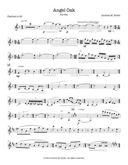 Angel Oak For Clarinet And Piano Sheet Music