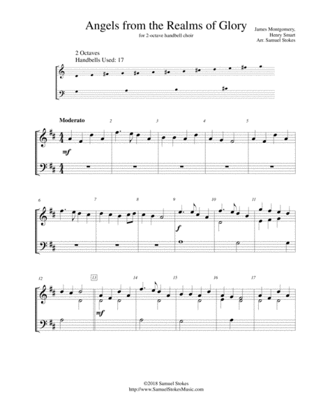 Free Sheet Music Angels From The Realms Of Glory For 2 Octave Handbell Choir