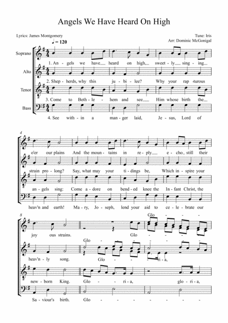 Angels From The Realms Of Glory Ssaatb Sheet Music