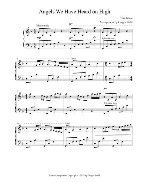 Angels We Have Heard On High 2018 Holiday Contest Entry Piano Solo Sheet Music