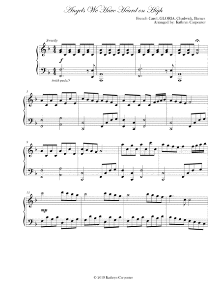 Free Sheet Music Angels We Have Heard On High Advanced Piano