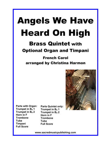 Angels We Have Heard On High Brass Quintet With Optional Organ And Timpani Sheet Music