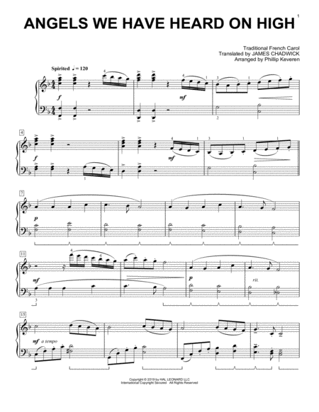 Free Sheet Music Angels We Have Heard On High Classical Version Arr Phillip Keveren