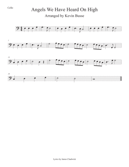 Free Sheet Music Angels We Have Heard On High Easy Key Of C Cello