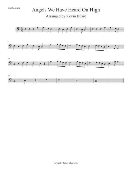 Angels We Have Heard On High Easy Key Of C Euphonium Sheet Music