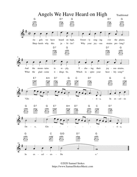 Angels We Have Heard On High Lead Sheet In G Major Sheet Music