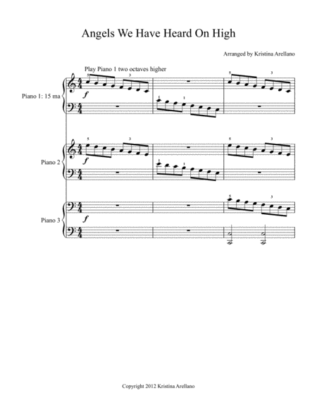 Free Sheet Music Angels We Have Heard On High Piano Trio 1 Piano 6 Hands