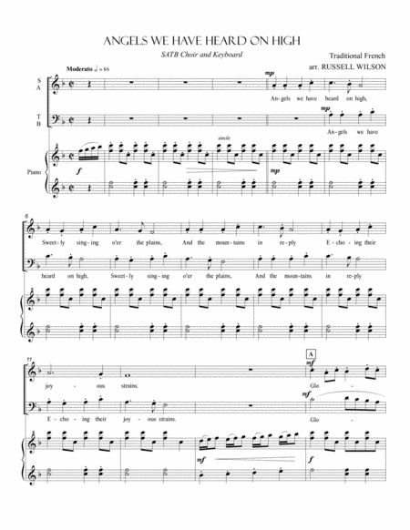 Free Sheet Music Angels We Have Heard On High Satb