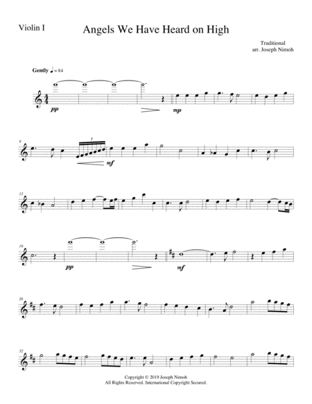 Free Sheet Music Angels We Have Heard On High Strings Parts