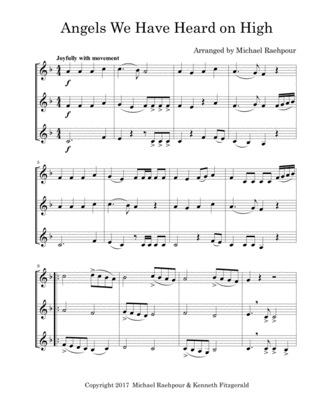 Angels We Have Heard On High Trumpet Trio Sheet Music