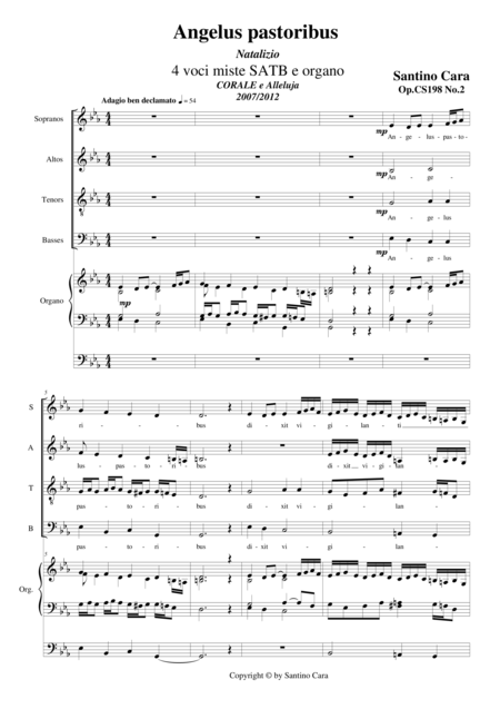 Free Sheet Music Angelus Pastoribus Christmas Motet For Choir Satb And Organ
