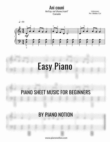 Free Sheet Music Ani Couni Easy Piano Solo