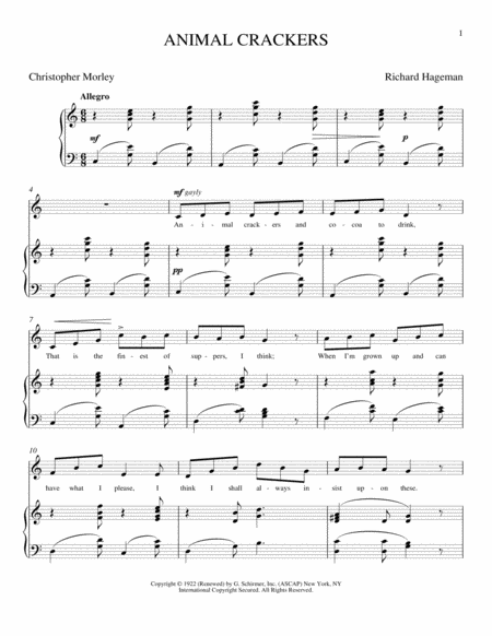 Free Sheet Music Animal Crackers