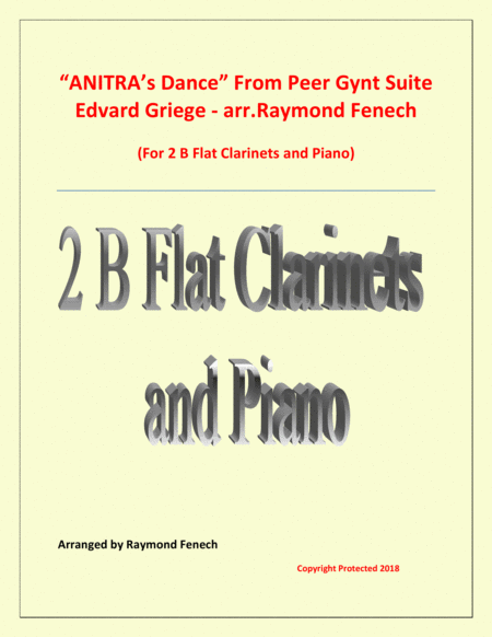 Anitras Dance From Peer Gynt 2 B Flat Clarinets And Piano Sheet Music