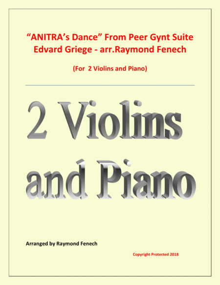 Anitras Dance From Peer Gynt 2 Violins And Piano Sheet Music