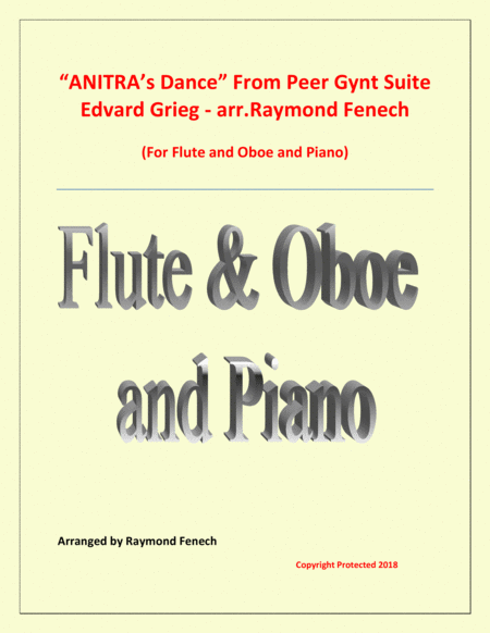 Free Sheet Music Anitras Dance From Peer Gynt Flute Oboe And Piano