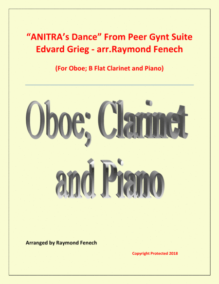 Anitras Dance From Peer Gynt Oboe B Flat Clarinet And Piano Sheet Music