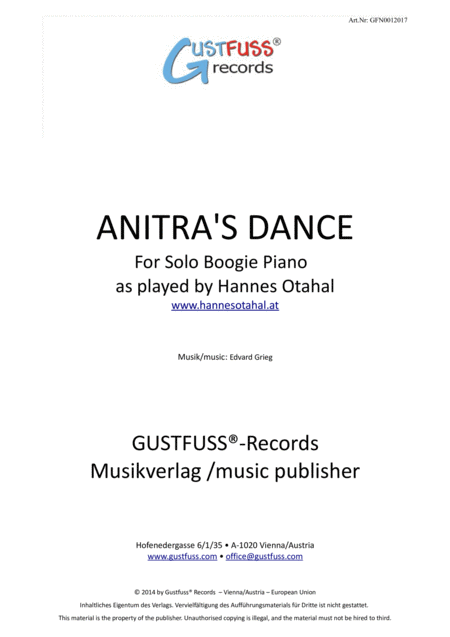 Free Sheet Music Anitras Dance Solo Piano Boogie Version