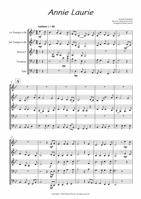 Annie Laurie For Brass Quintet Sheet Music