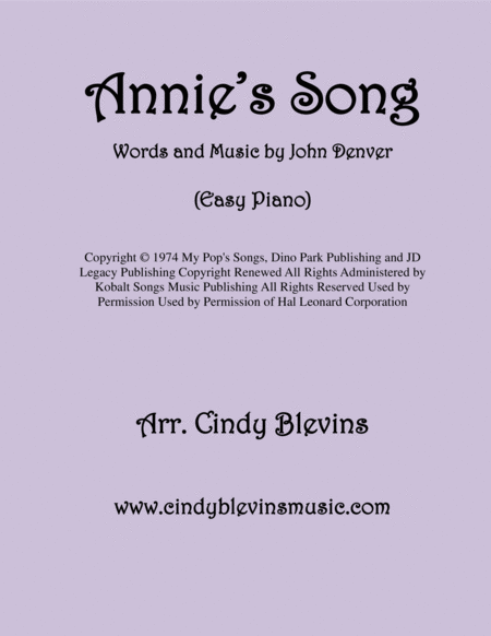 Annies Song An Easy Piano Solo Arrangement Sheet Music