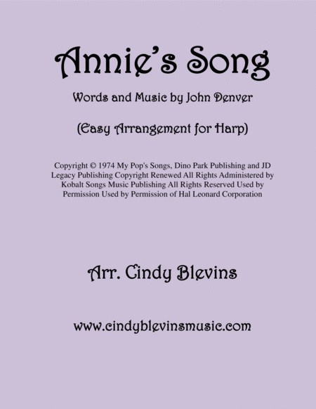 Annies Song Arranged For Easy Harp Sheet Music