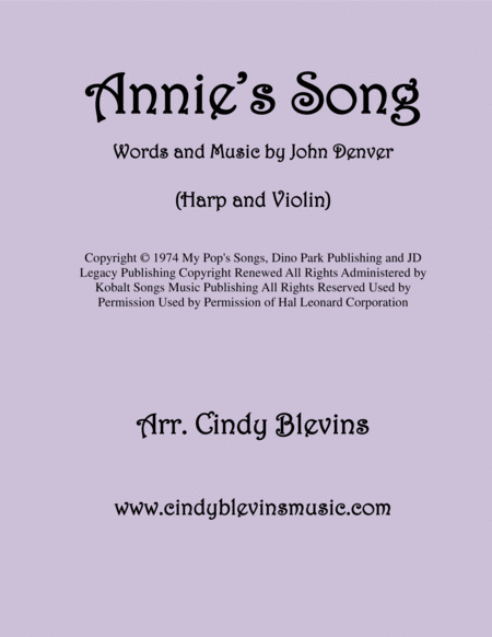 Annies Song Arranged For Harp And Violin Sheet Music