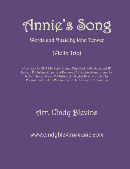 Annies Song Arranged For Violin Trio Sheet Music