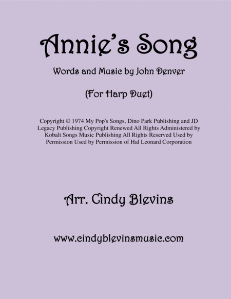 Free Sheet Music Annies Song For Harp Duet Piano Can Play Too