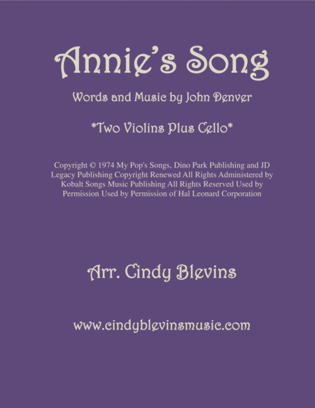 Annies Song For Two Violins And Cello Sheet Music