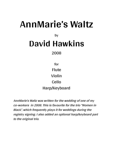 Free Sheet Music Annmaries Waltz With Harp Keyboard