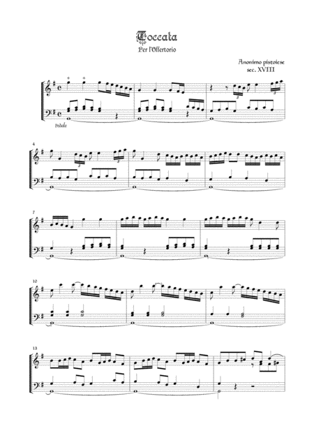 Anonymous Sec Xviii Toccata Per L Offertorio Sheet Music