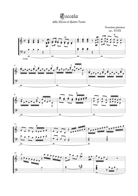 Free Sheet Music Anonymous Toccata From Messa In Quinto Tuono