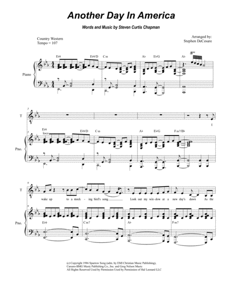 Free Sheet Music Another Day In America For 2 Part Choir Tb
