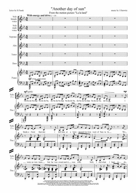 Free Sheet Music Another Day Of Sun For Voice Satb Piano