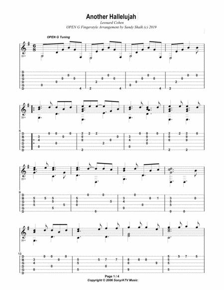 Another Hallelujah Open G Fingerstyle Guitar Sheet Music