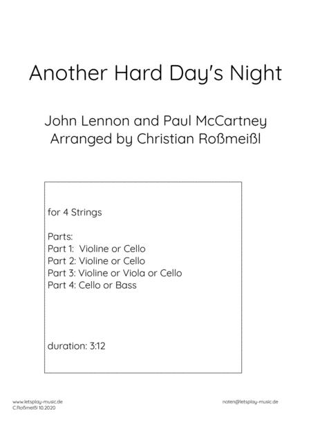 Another Hard Day Night Stringquartett Sheet Music