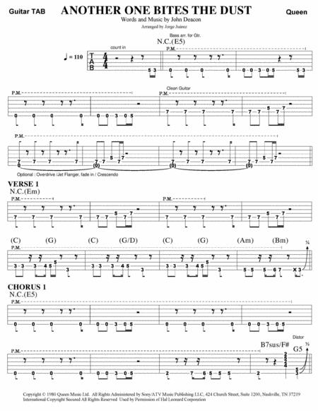 Another One Bites The Dust Guitar Tab Sheet Music