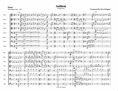 Free Sheet Music Anthem For Horn Octet