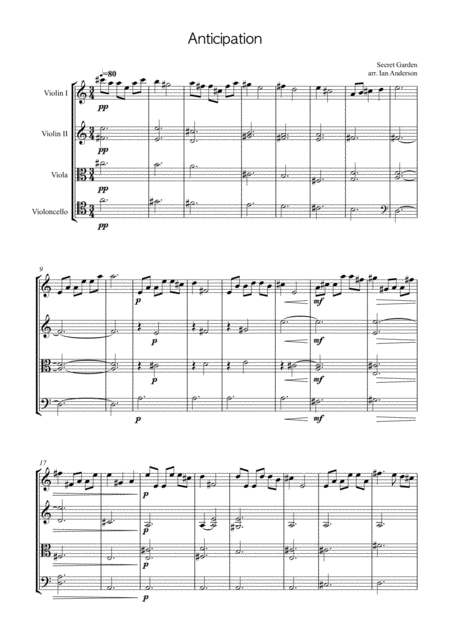 Anticipation String Quartet Sheet Music