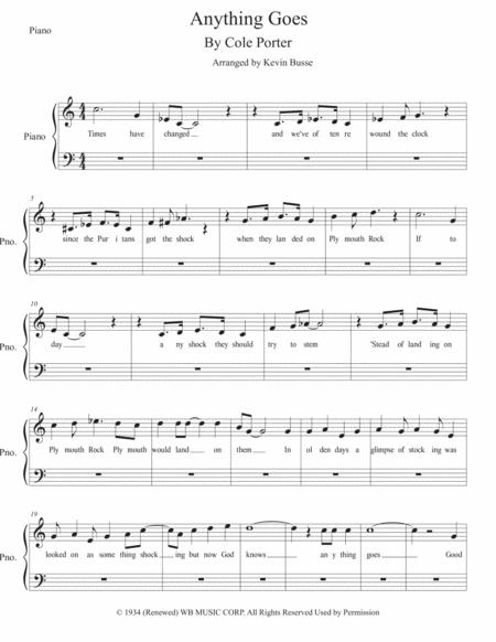 Anything Goes Easy Key Of C Piano Sheet Music