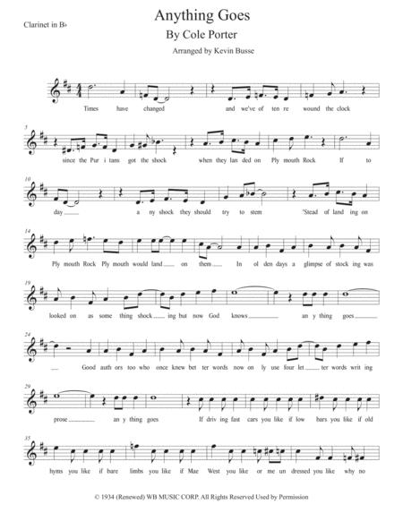 Anything Goes Original Key Clarinet Sheet Music