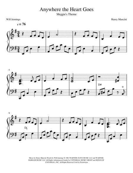 Anywhere The Heart Goes Sheet Music