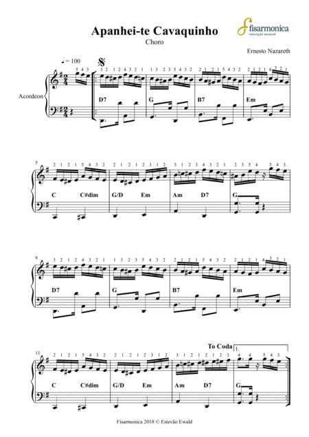 Apanhei Te Cavaquinho Partitura Para Acordeon Sheet Music For Accordion Sheet Music