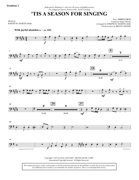 Appalachian Winter A Cantata For Christmas Trombone 2 Sheet Music