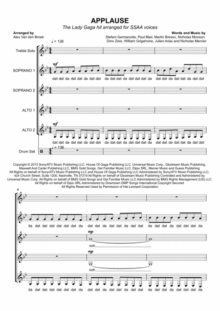 Applause Ssaa Sheet Music