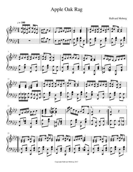 Free Sheet Music Apple Oak Rag Composed By Hallvard Moberg